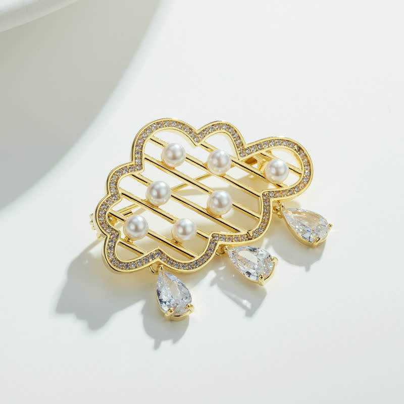 Broche en perles pour femme en forme de nuage de pluie