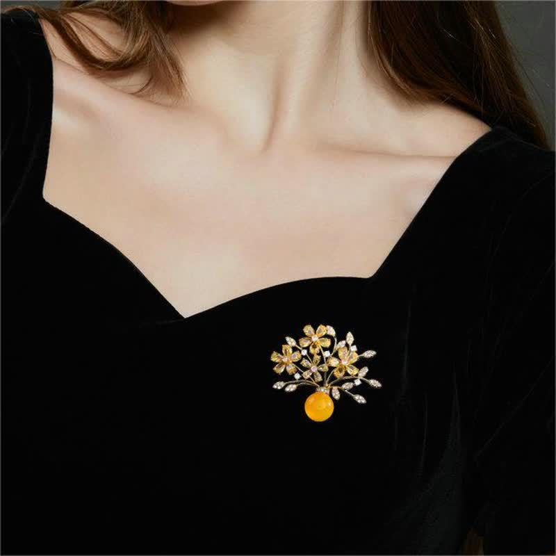 Broche vase bouquet de fleurs pour femme