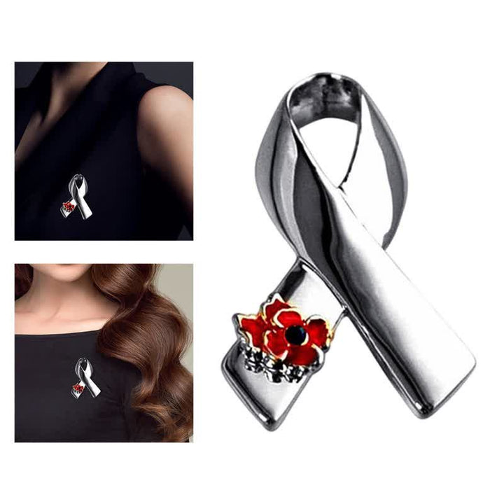 Broche coquelicot unisexe avec ruban de sensibilisation aux maladies