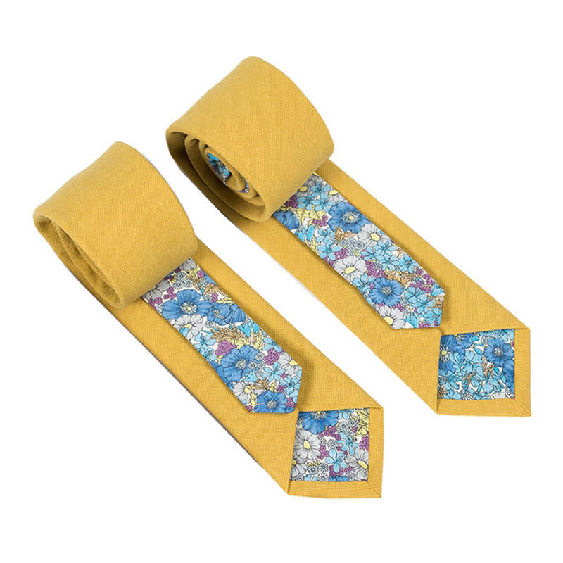 Cravate patchwork florale à carreaux pour homme - Jaune - image 8