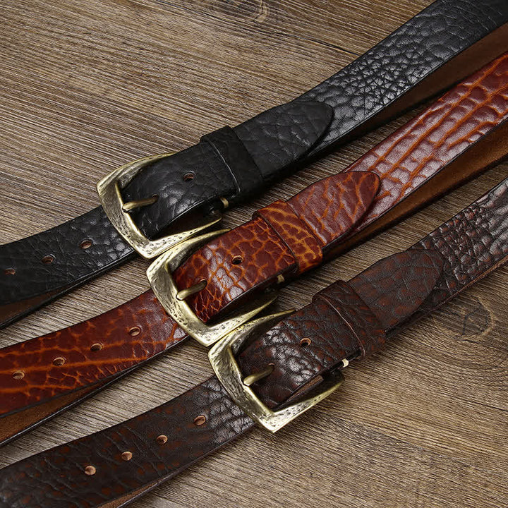 Ceinture en cuir à motif peau de yak rétro pour homme
