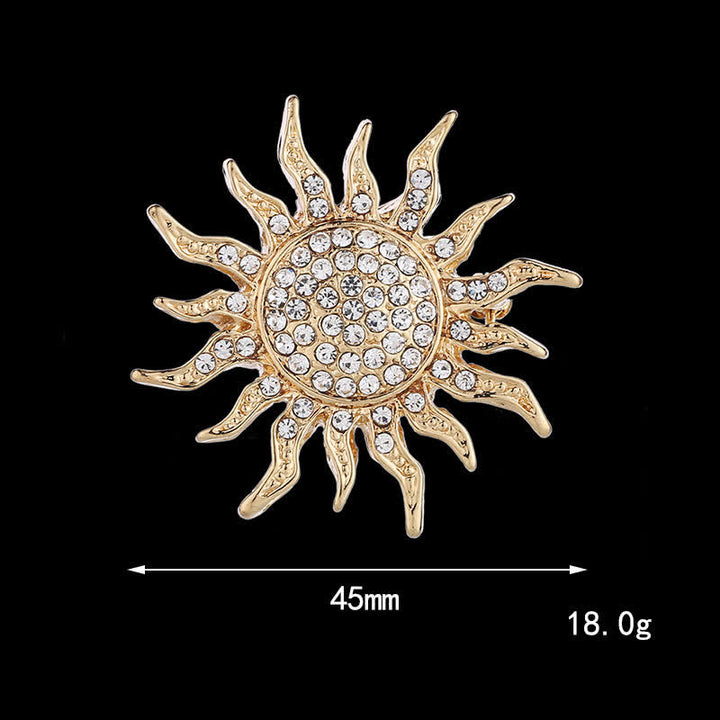 Broche en strass pour homme avec motif soleil éclatant