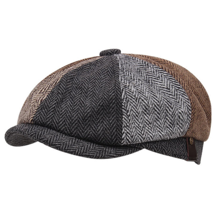 Casquette béret octogonale à épissure britannique vintage