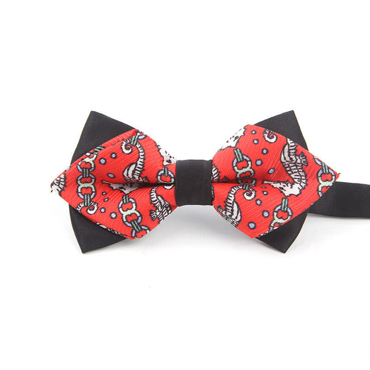 Nœud papillon pointu pour homme avec motif hippocampe