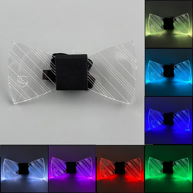 Nœud papillon lumineux en acrylique Preppy de 7 couleurs pour festival