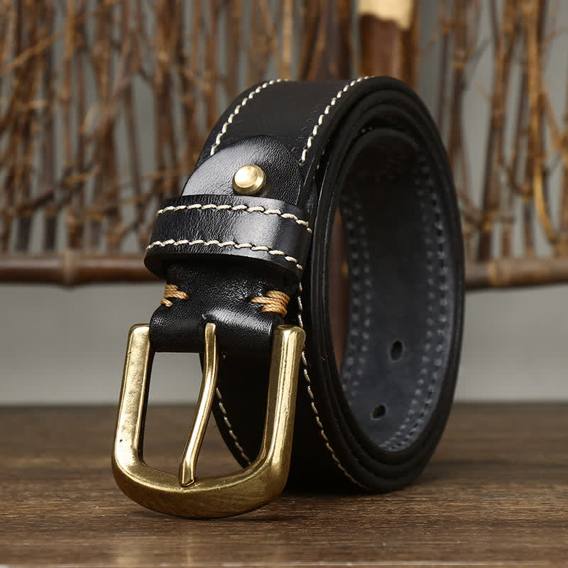 Ceinture en cuir de vachette cousue de luxe pour homme