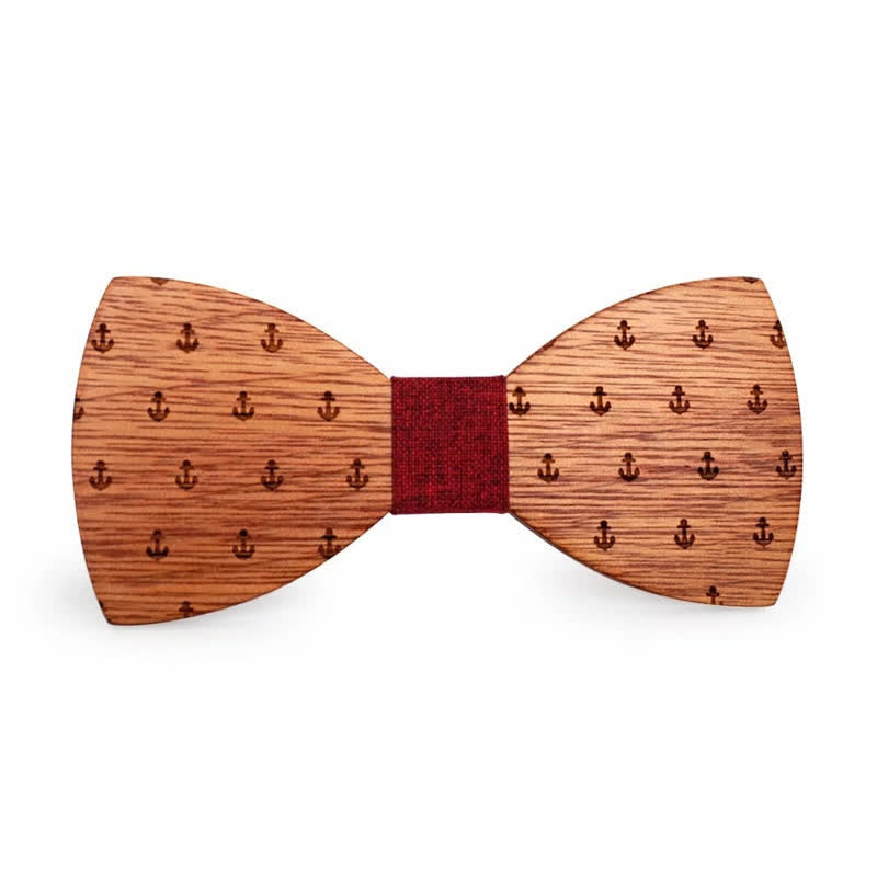 Nœud papillon en bois pour homme avec ancre de bateau