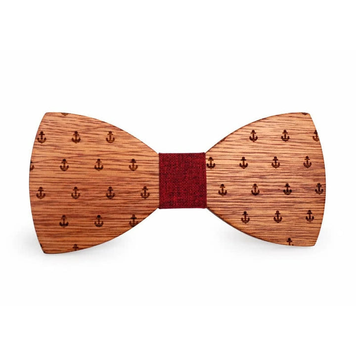 Nœud papillon en bois pour homme avec ancre de bateau