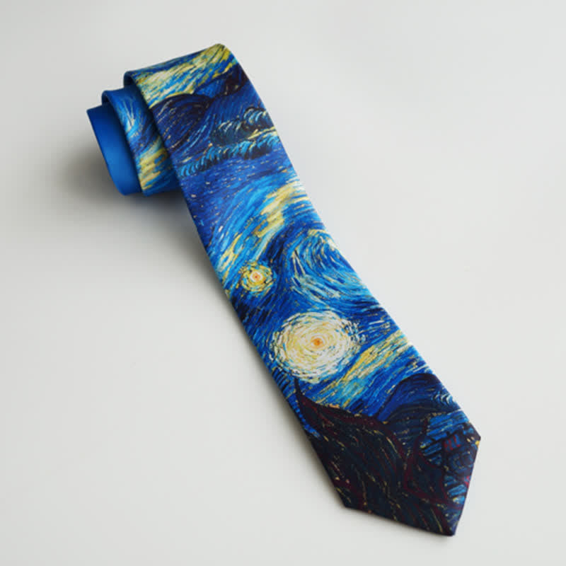 Cravate pour homme avec peinture bleue et nuit étoilée