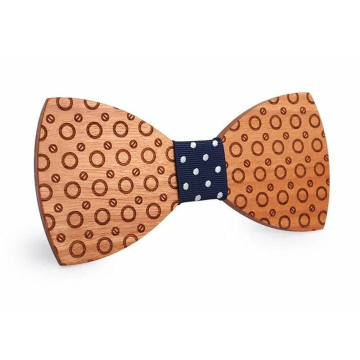 Nœud papillon en bois à pois pour homme
