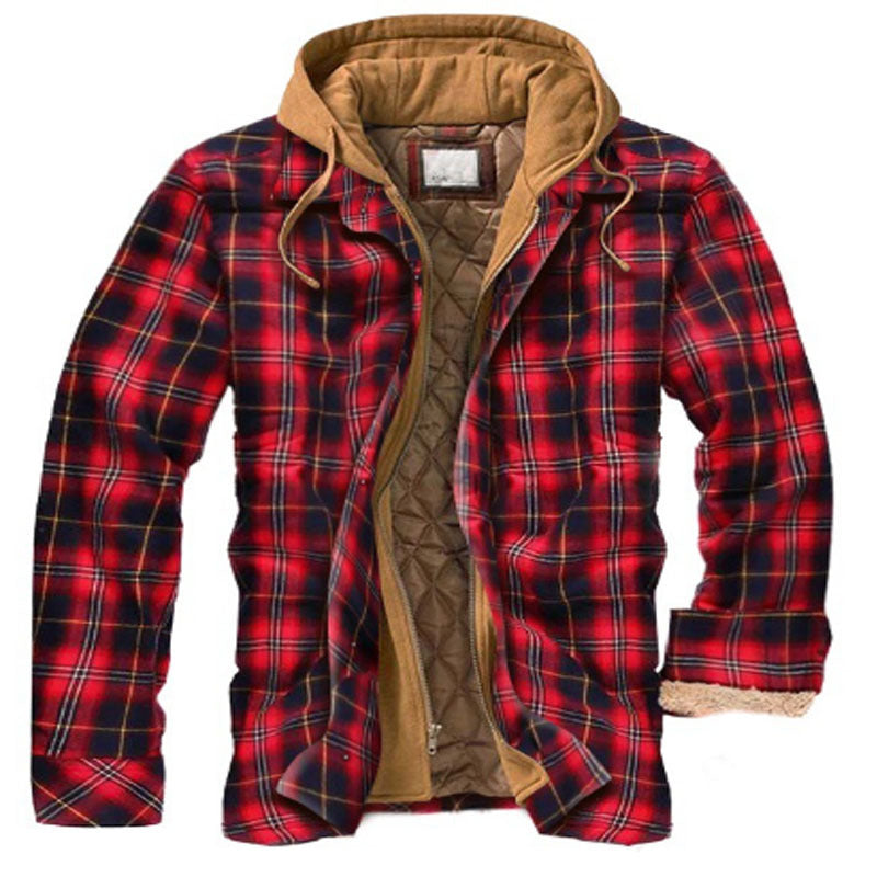 Veste-chemise matelassée à carreaux avec capuche pour homme - Style n° 4 - 4XL - image 20