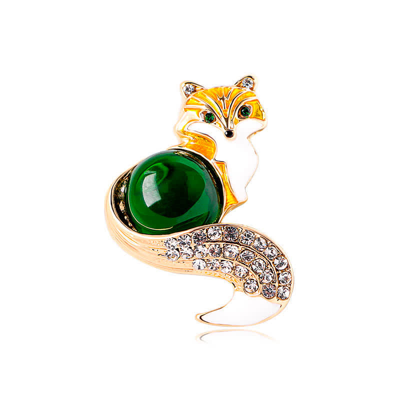 Broche renard en émail pour femme