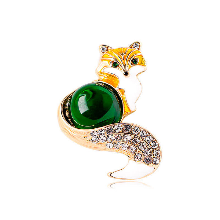 Broche renard en émail pour femme