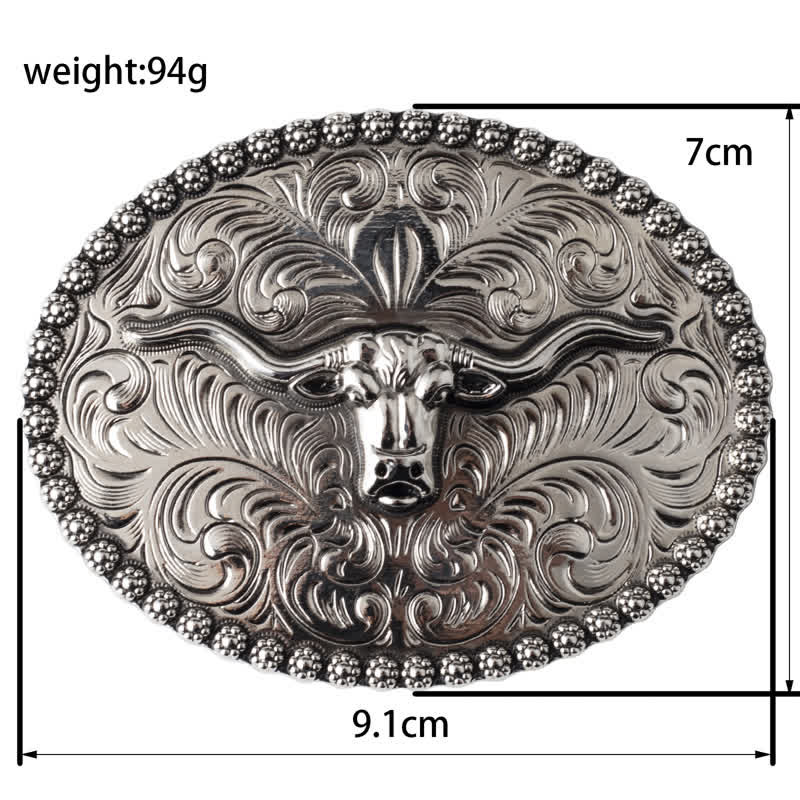 Ceinture en cuir pour homme avec plumes gravées et motif taureau