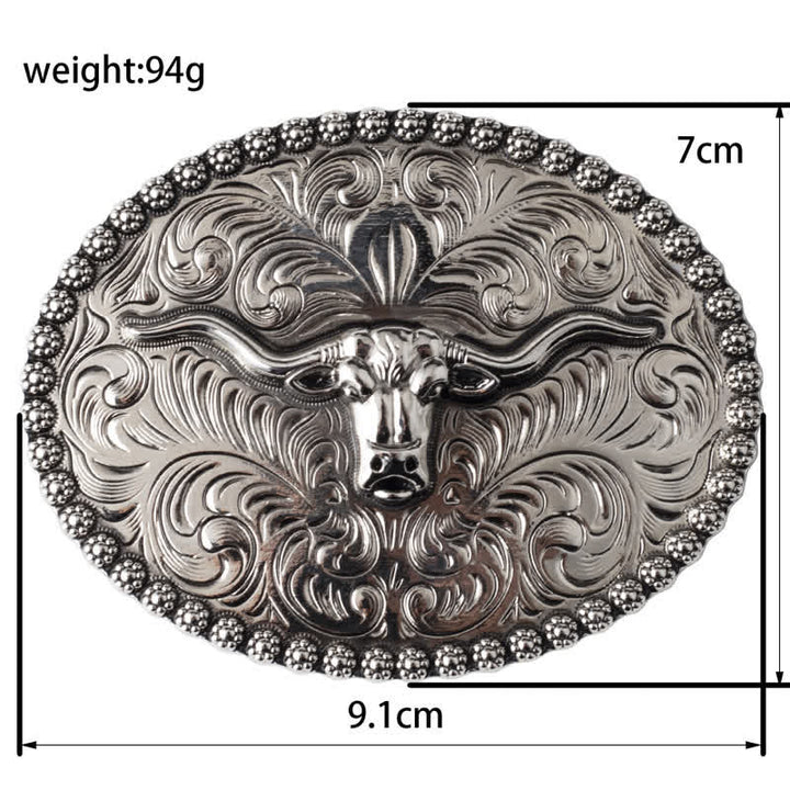 Ceinture en cuir pour homme avec plumes gravées et motif taureau