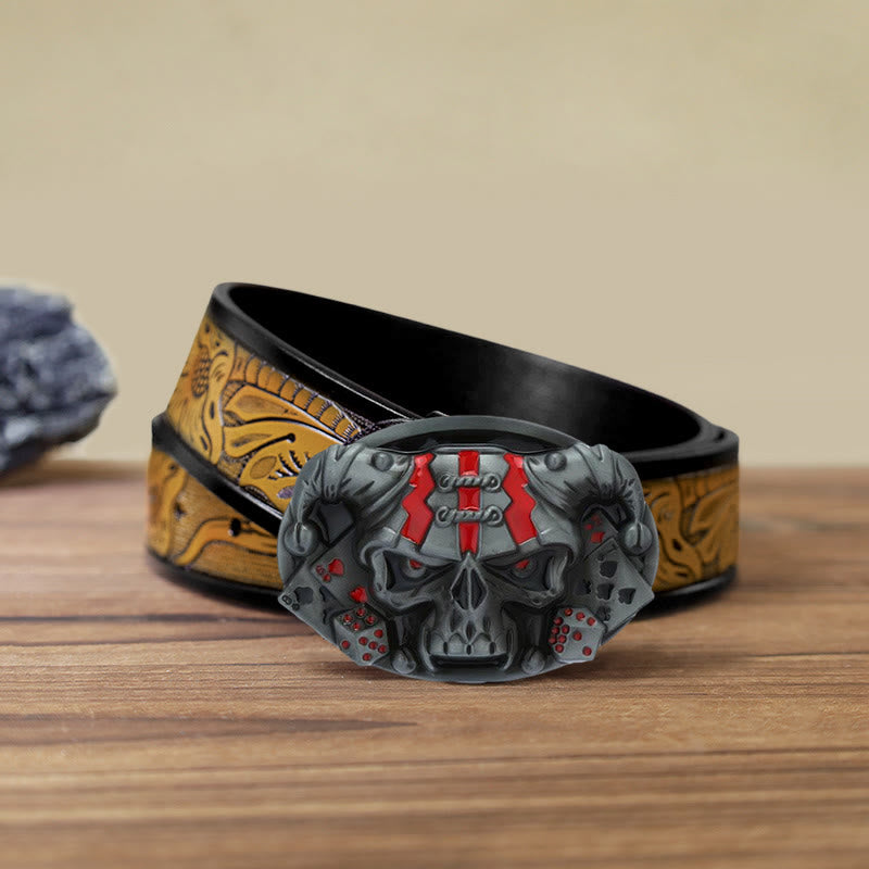Ceinture en cuir à boucle Joker Skull Clown DIY pour homme