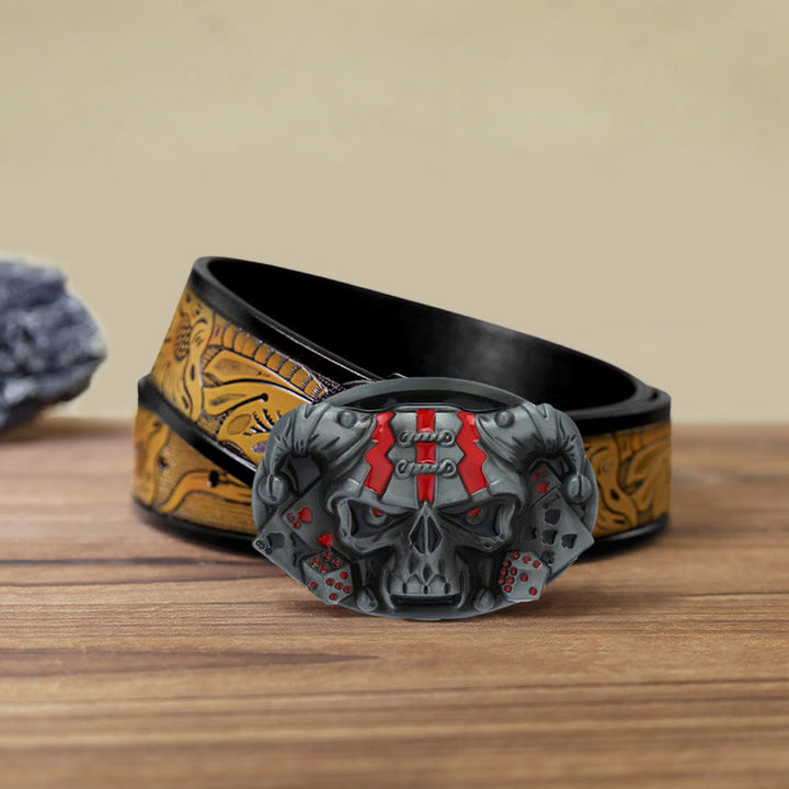 Ceinture en cuir à boucle Joker Skull Clown DIY pour homme