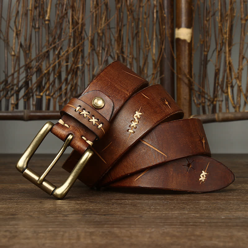 Ceinture en cuir sculpté fantaisie vintage pour homme