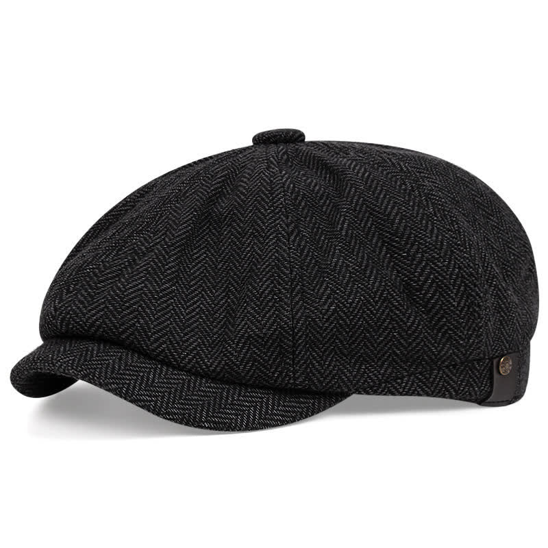 Béret octogonal en tweed d'artiste - Noir - M (22"-22 7/8") - image 0