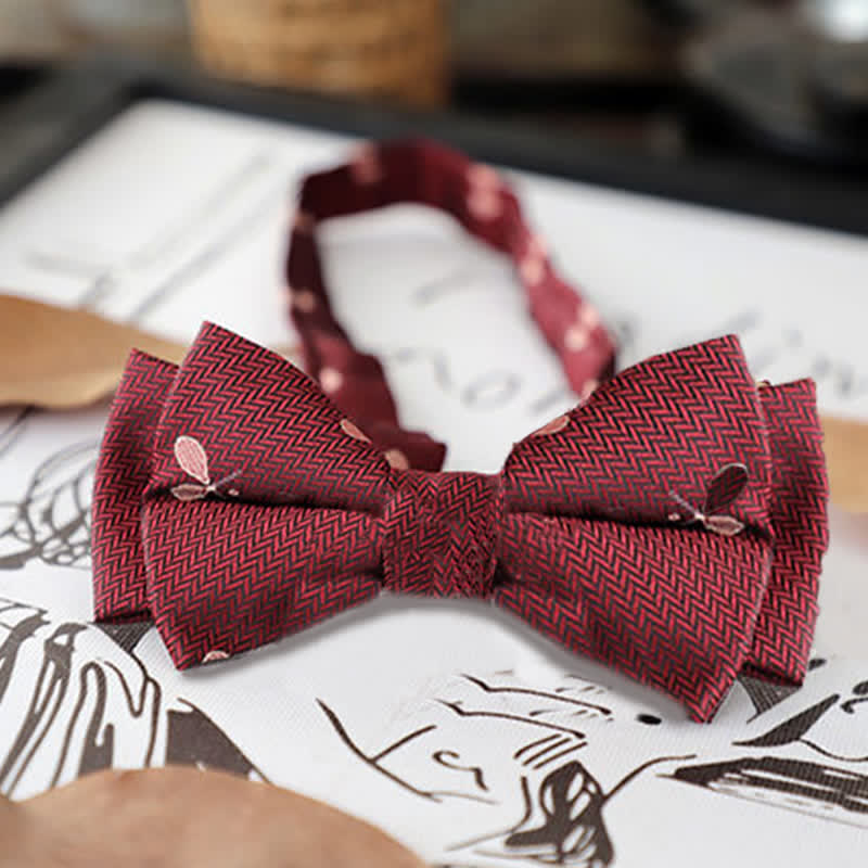 Nœud papillon rétro à motifs floraux et feuilles pour homme