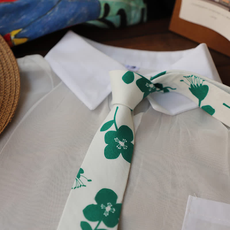 Cravate fine élégante à motif floral pour homme