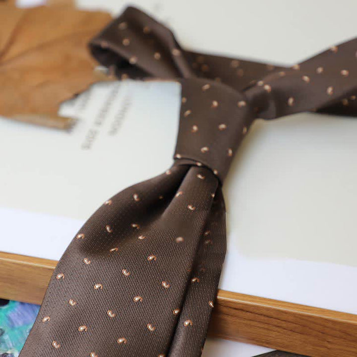 Cravate à rayures pour homme, série couleurs café, motif cachemire
