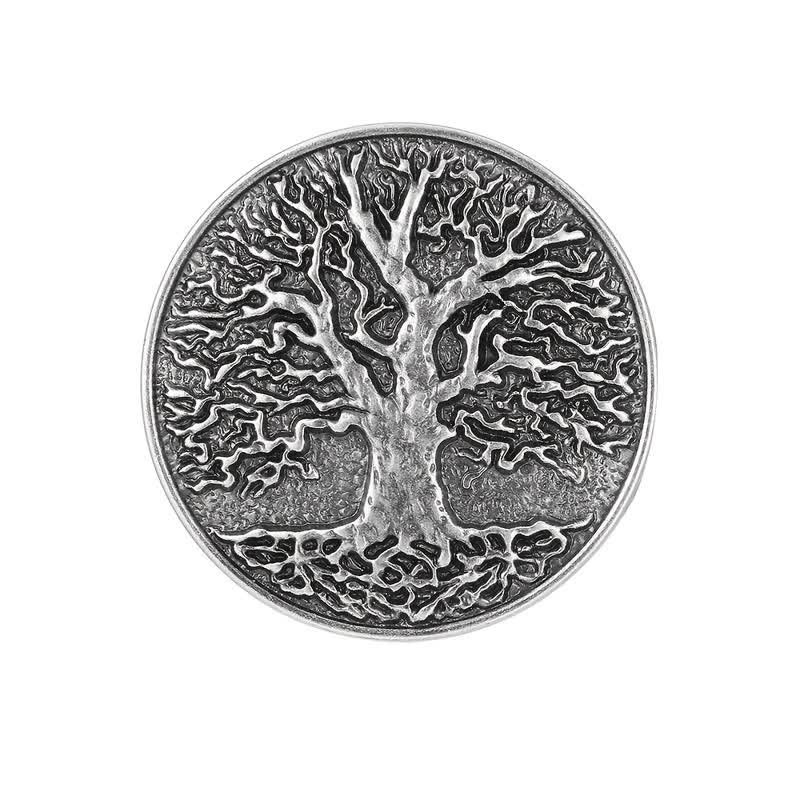Ceinture en cuir à boucle ronde pour homme avec motif arbre de vie