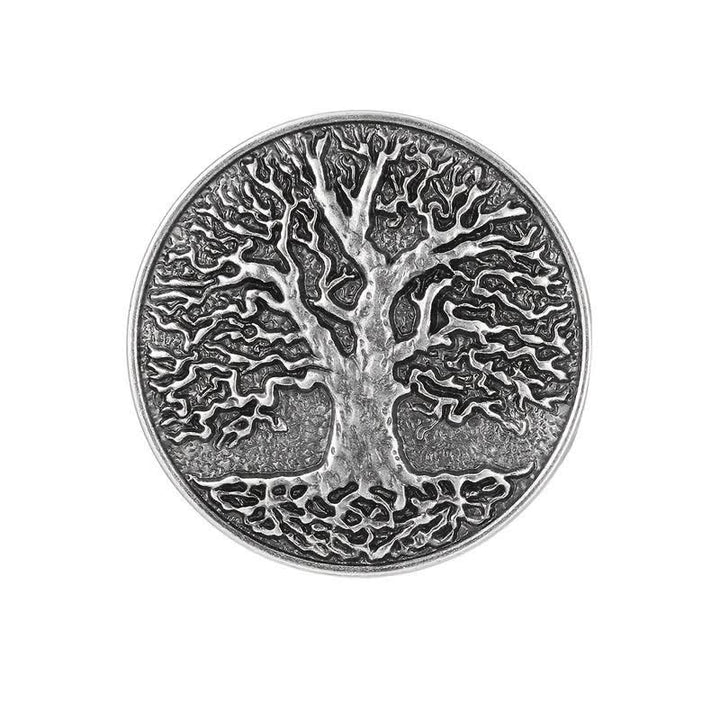 Ceinture en cuir à boucle ronde pour homme avec motif arbre de vie