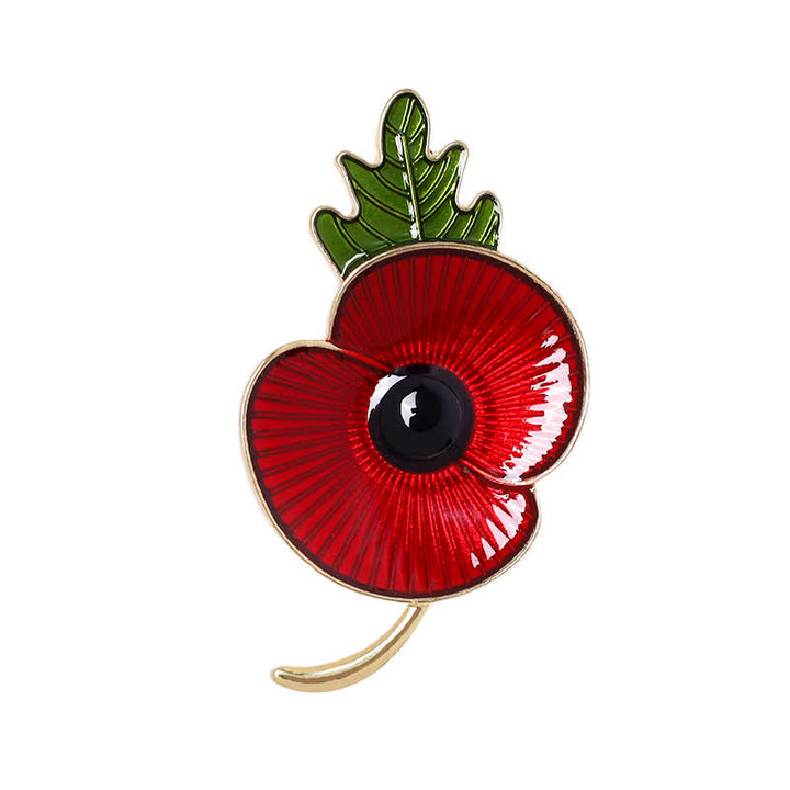 Broche commémorative unisexe en forme de feuille de pavot rouge - image 3