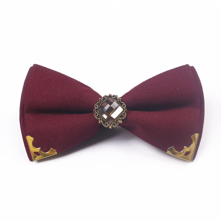 Nœud papillon en coton à bordure dorée pour homme
