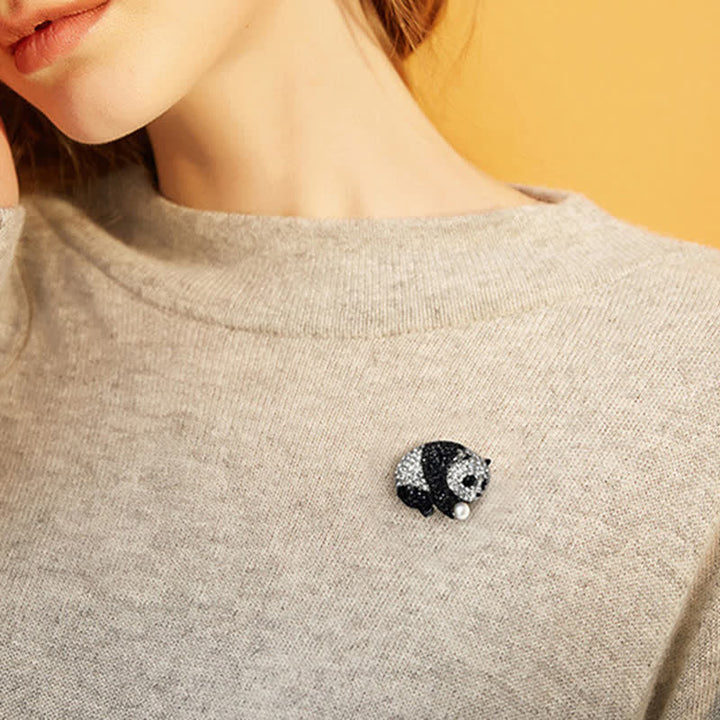 Broche scintillante pour le corps en forme de panda pour femme