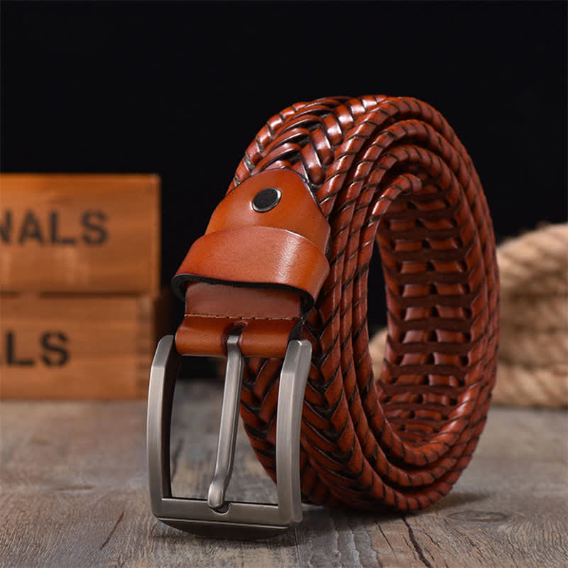 Ceinture en cuir tressée décontractée pour homme