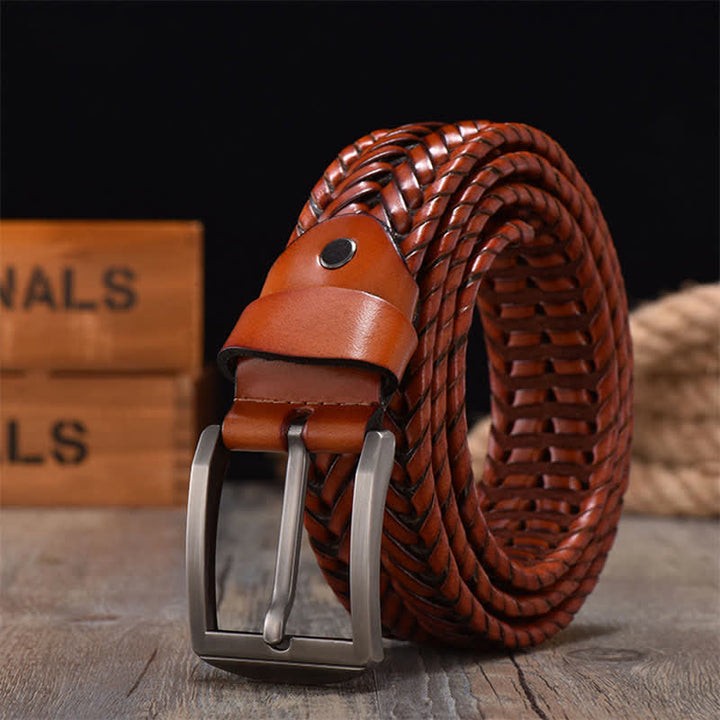Ceinture en cuir tressée décontractée pour homme
