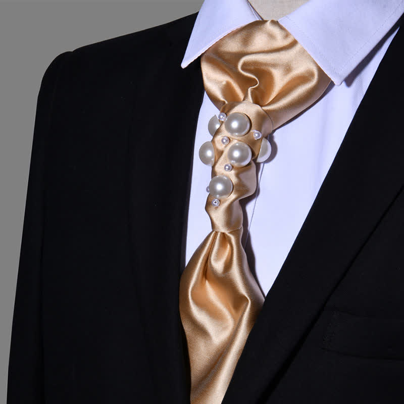 Cravate de mariage pour homme avec perles au look vintage - Champagne - image 15