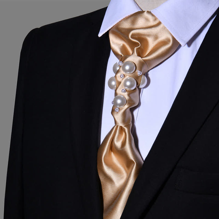 Cravate de mariage pour homme avec perles au look vintage - Champagne - image 15