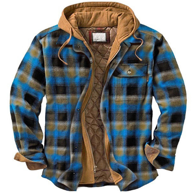 Veste-chemise matelassée à carreaux avec capuche pour homme - Style n° 1 - 4XL - image 17