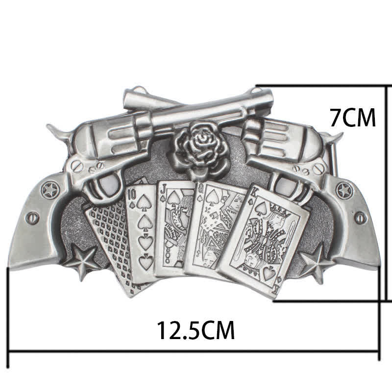 Ceinture en cuir à boucle double pistolet poker pour homme