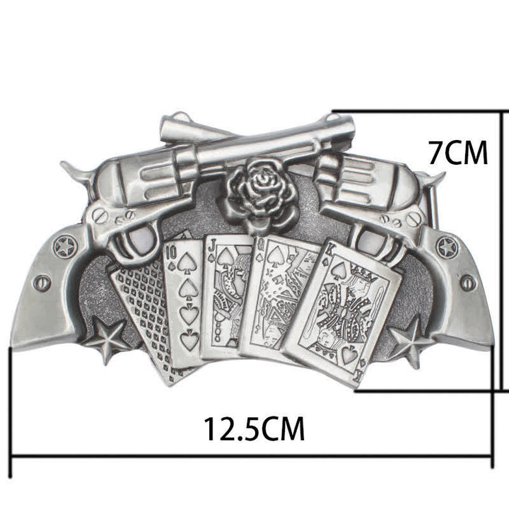 Ceinture en cuir à boucle double pistolet poker pour homme