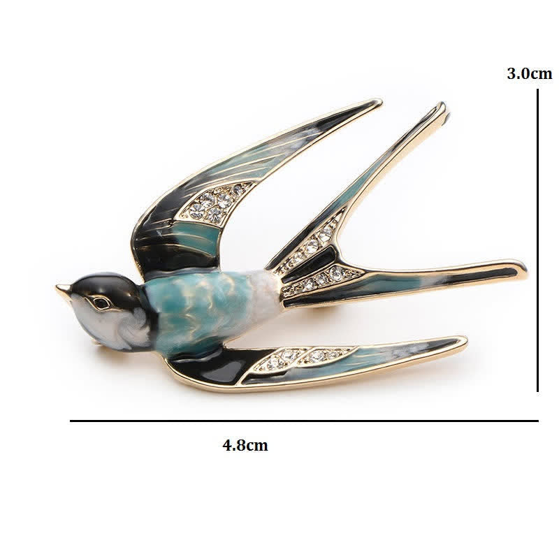 Jolie broche hirondelle en émail pour femme