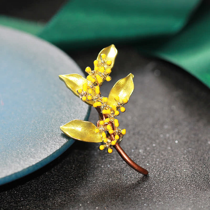 Broche branche de feuilles Fragrans pour femme