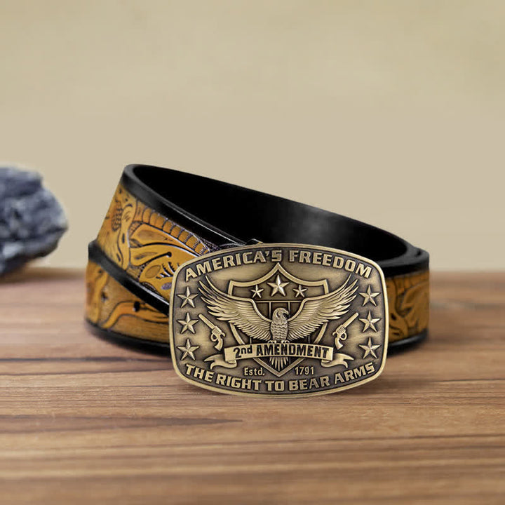 Ceinture en cuir à boucle pour homme avec motif Eagle America's Freedom