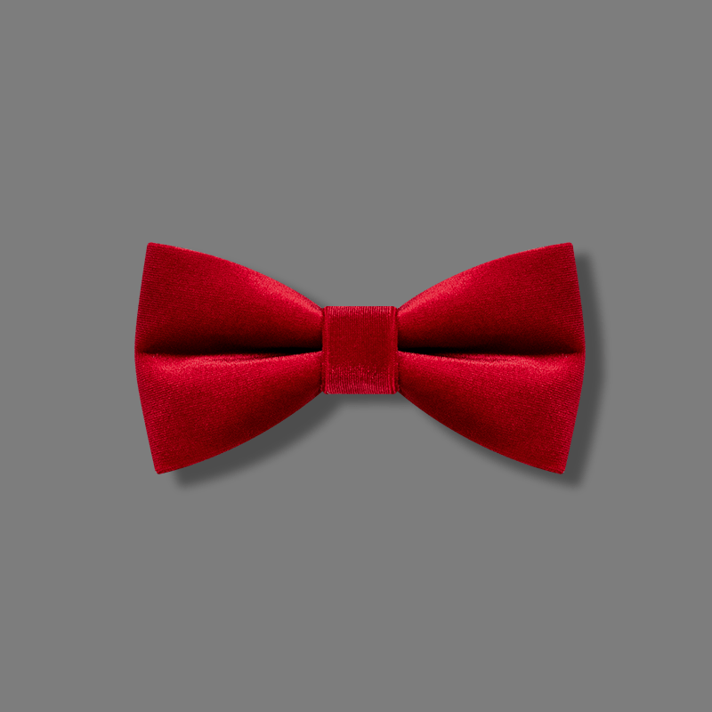 Nœud papillon en velours de couleur unie rouge vif pour homme