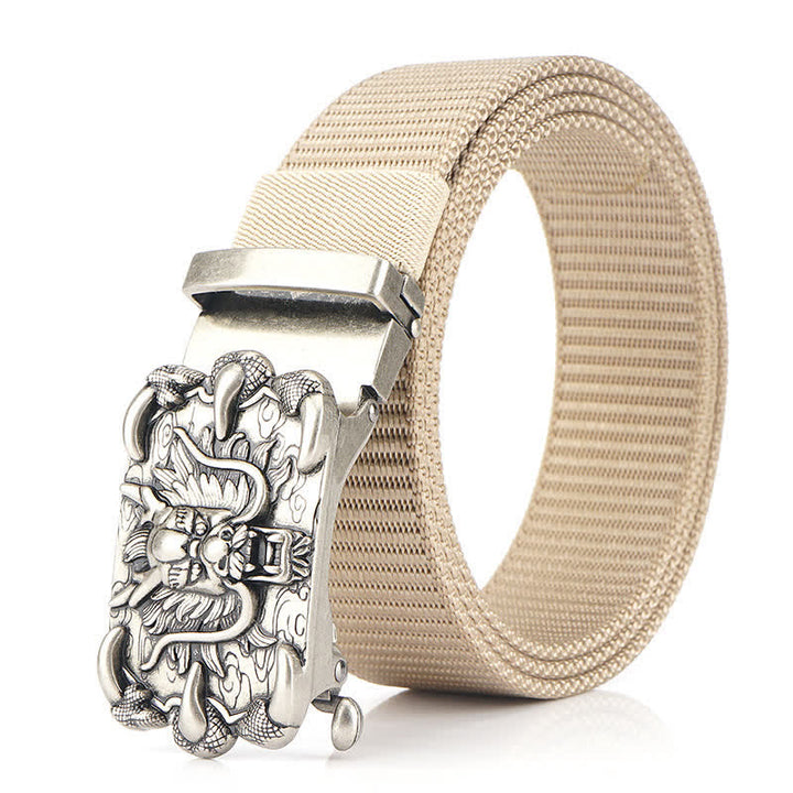 Ceinture décontractée en nylon à motif dragon pour homme