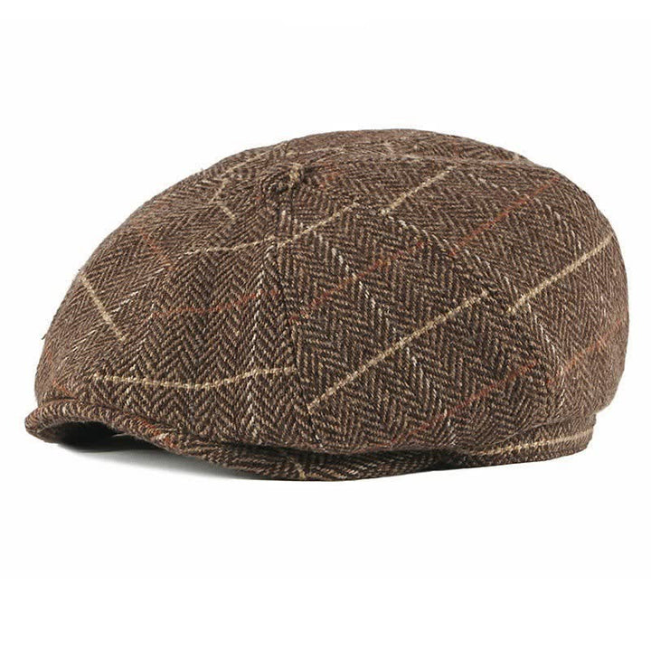 Casquette octogonale à carreaux britanniques pour chauffeur de taxi - Brun - M (22"-22 7/8") - image 0