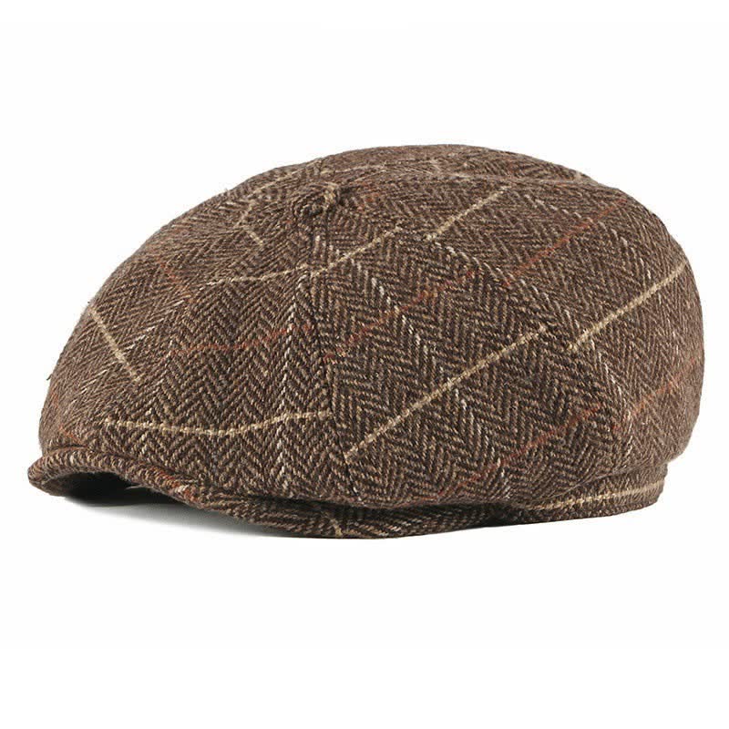 Casquette octogonale à carreaux britanniques pour chauffeur de taxi