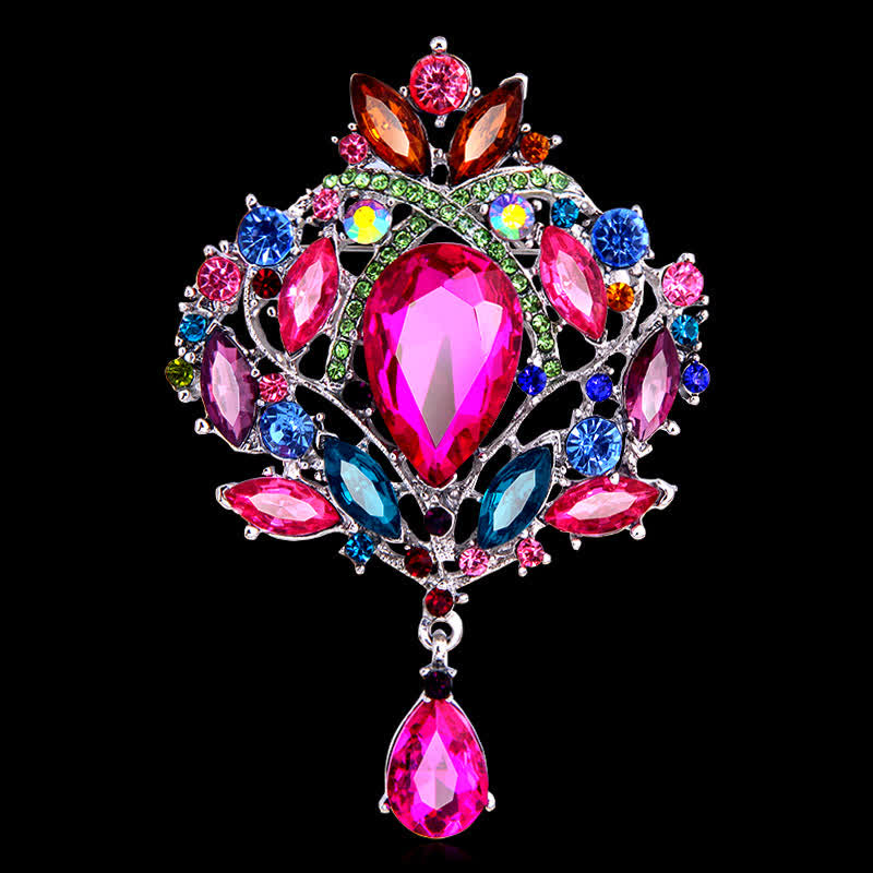 Broche en forme de goutte d'eau en forme de bouton floral brillant pour femme