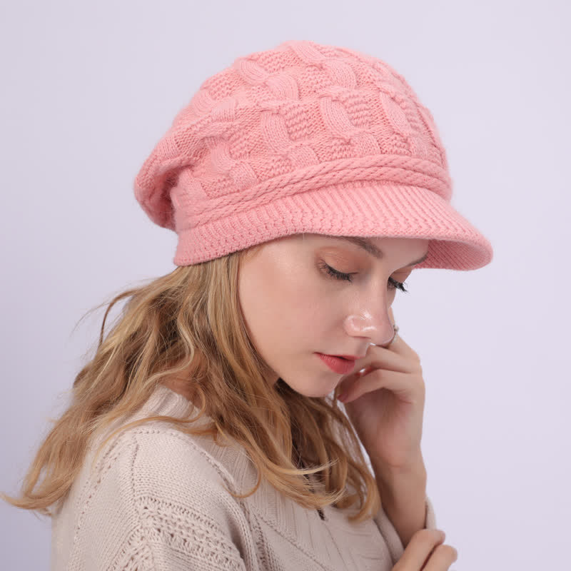 Bonnet à visière ample avec doublure moelleuse pour femme