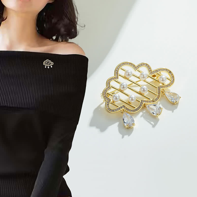 Broche en perles pour femme en forme de nuage de pluie