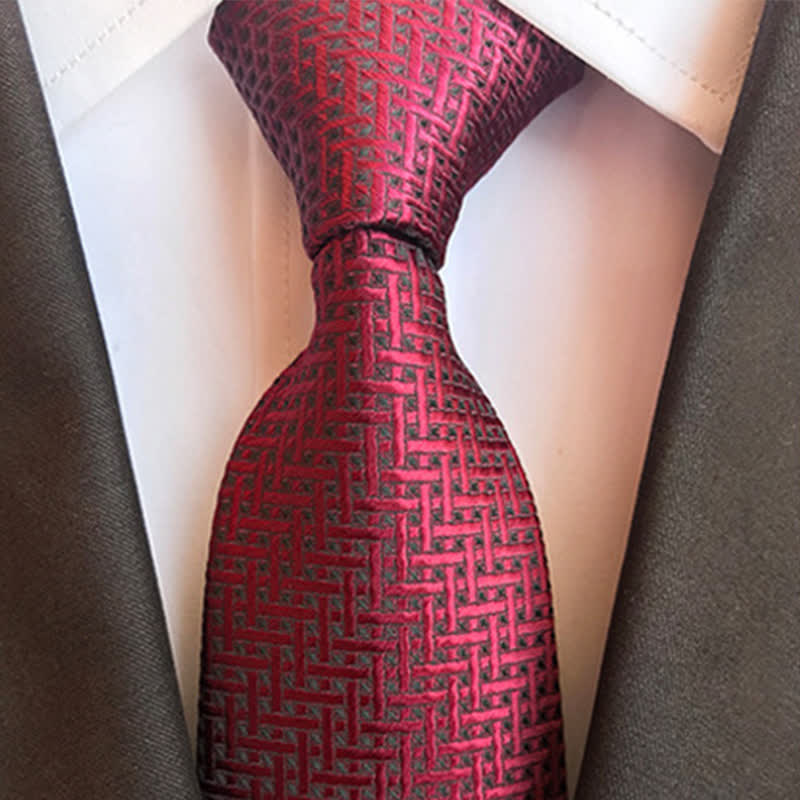 Cravate géométrique extravagante pour homme DarkRed