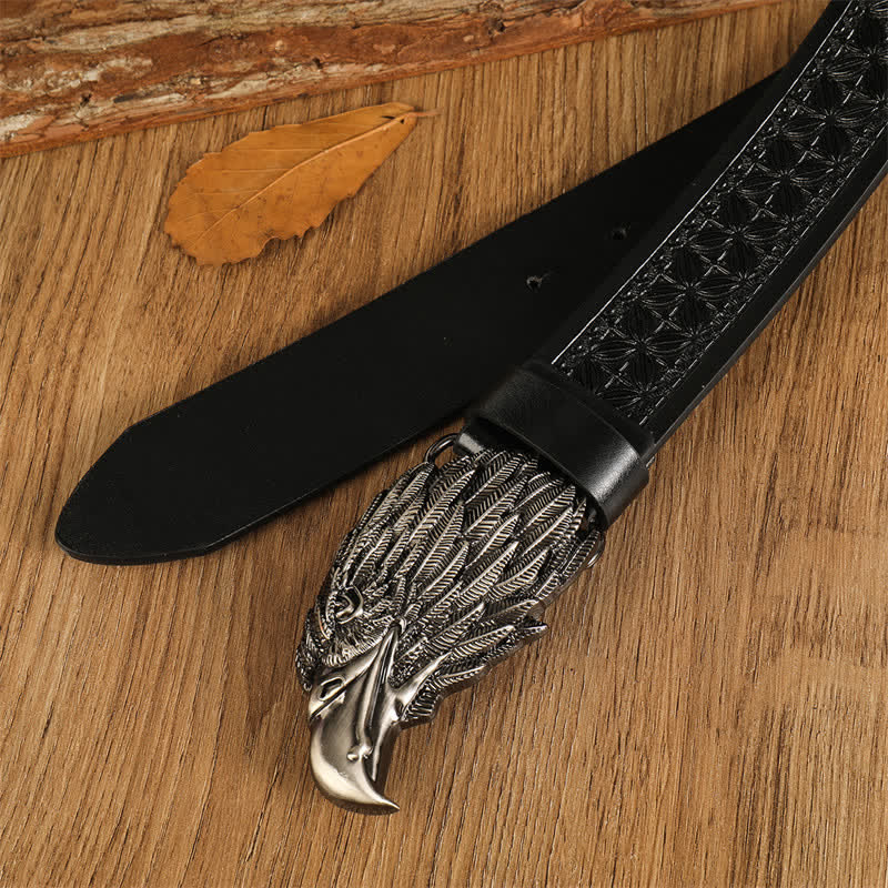Ceinture en cuir western à tête d'aigle réaliste pour homme